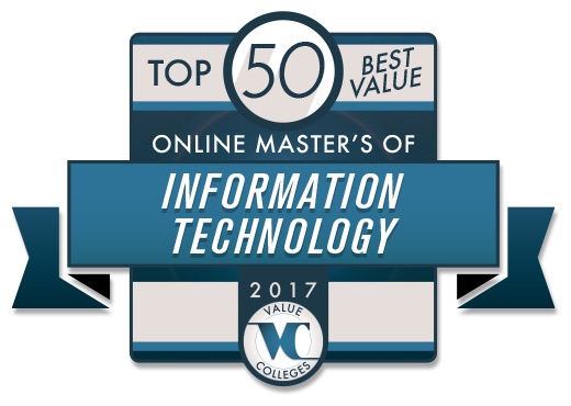 top 50 online grad IT programs badge