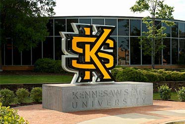 Photo of KS logo on campus green